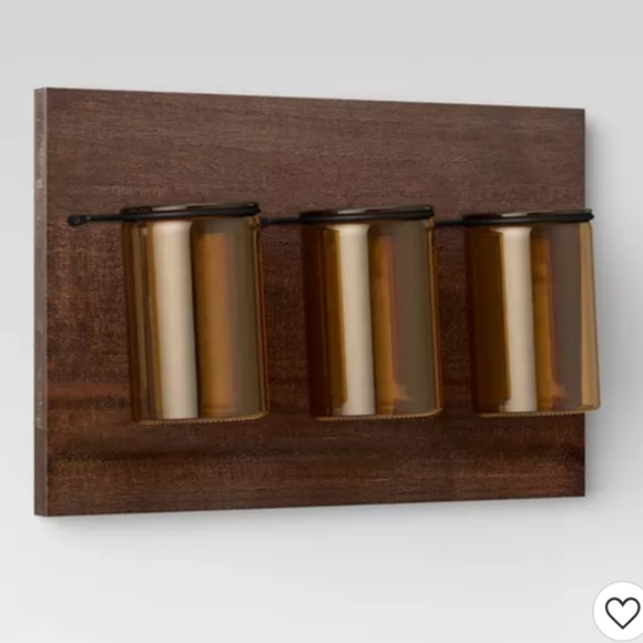 15" x 10" Medium Warm Wooden Plaque with Metal Mason Jars Brown - Picture 2 of 15